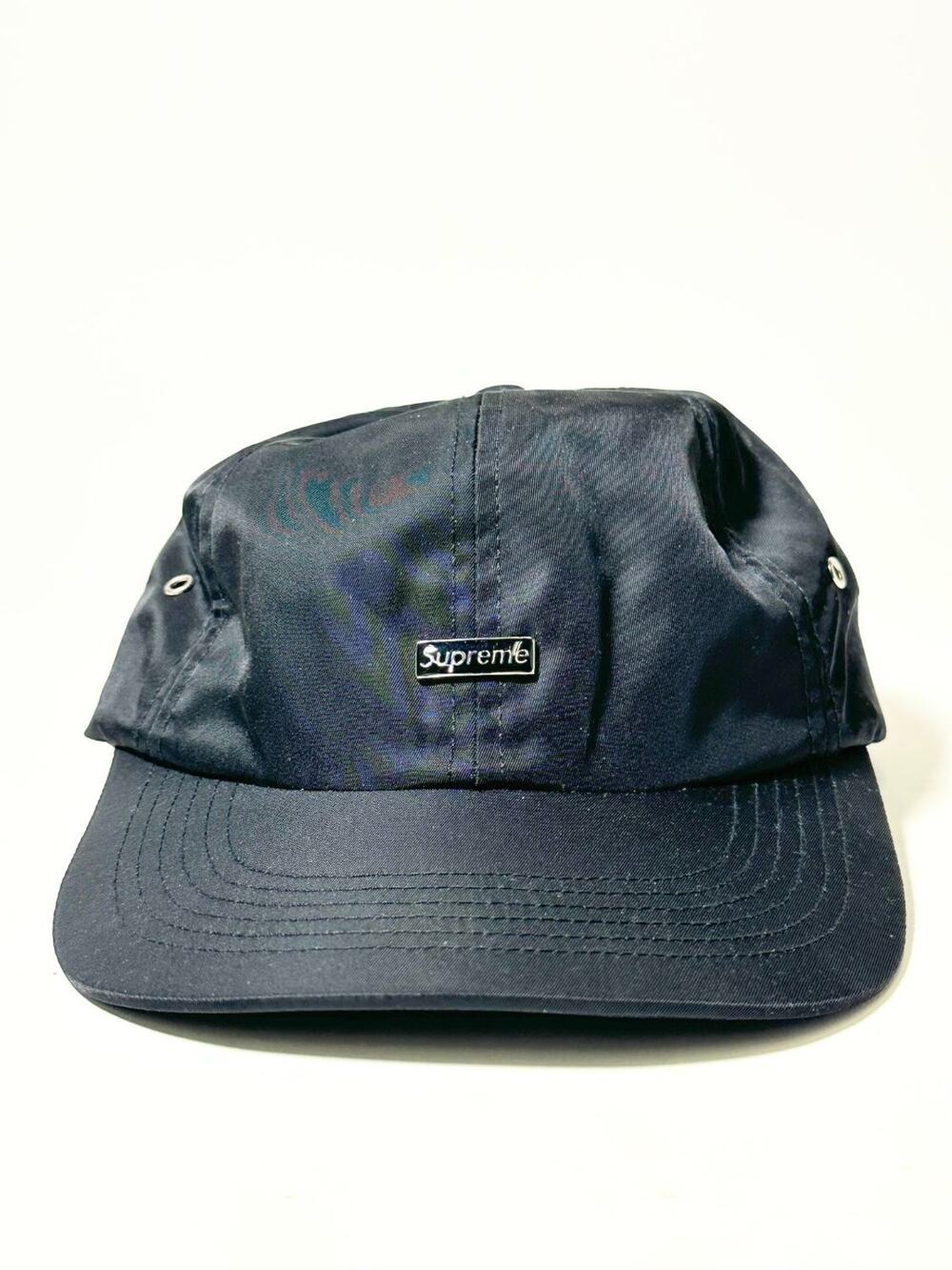Supreme Camp Hat Skateboarding Liquid Metal Logo Cap Mens OS Black